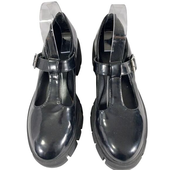 MADDEN GIRL! ULTRA SUPER CHUNKY BLACK PATENT LEATHER T-STRAP MARY JANE'S! SZ 9.5 - Picture 4 of 10